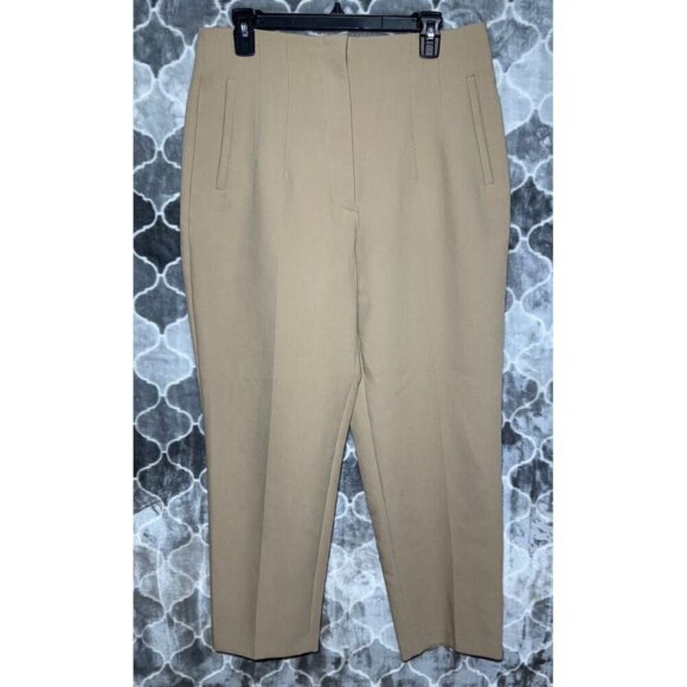 Zara Tan Straight-Leg Trousers With Crease